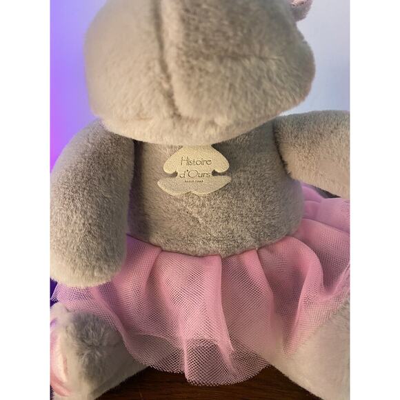 Histoire D’ours Gray Tutu Ballerina Hippo Plush Stuffed Animal Plush Toy 9” Tall - Picture 2 of 8